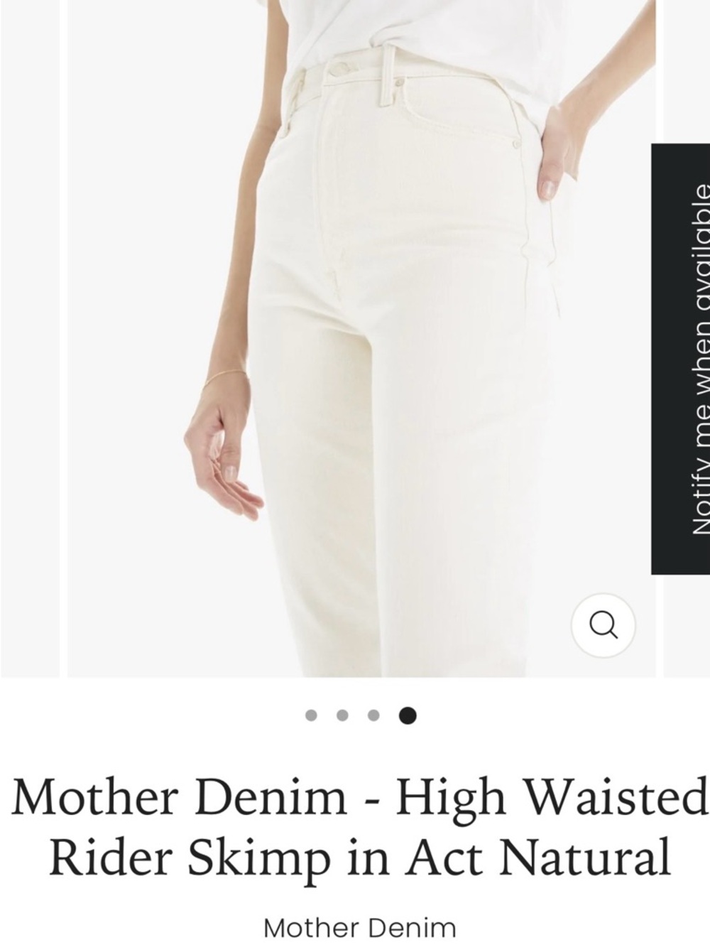 MOTHER High-Rise Rider Jeans in Act Natural Cream